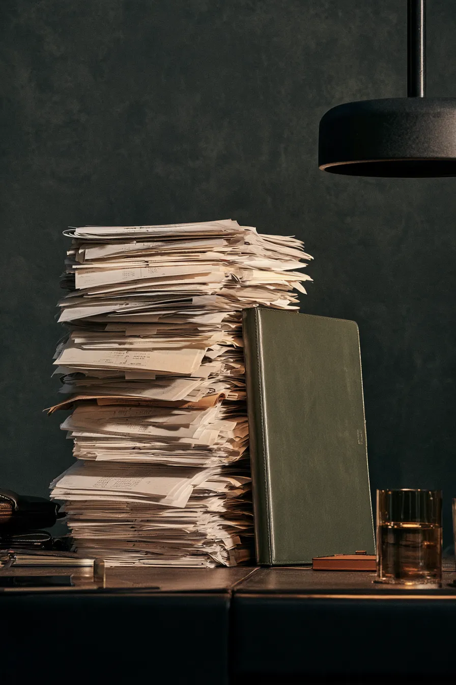 A tall stack of statements next to one consolidated loan folder